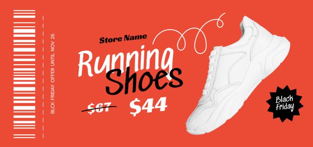 Ontwerpsjabloon van Coupon Din Large van High-Quality Running Shoes Sale Offer on Black Friday