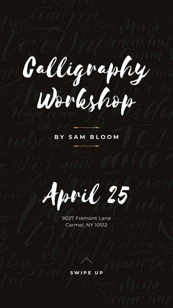 Caligraphy Workshop Annoucement Instagram Story Modelo de Design
