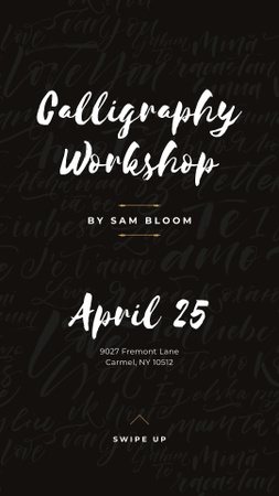 Modèle de visuel Annonce de l'atelier de caligraphie - Instagram Story
