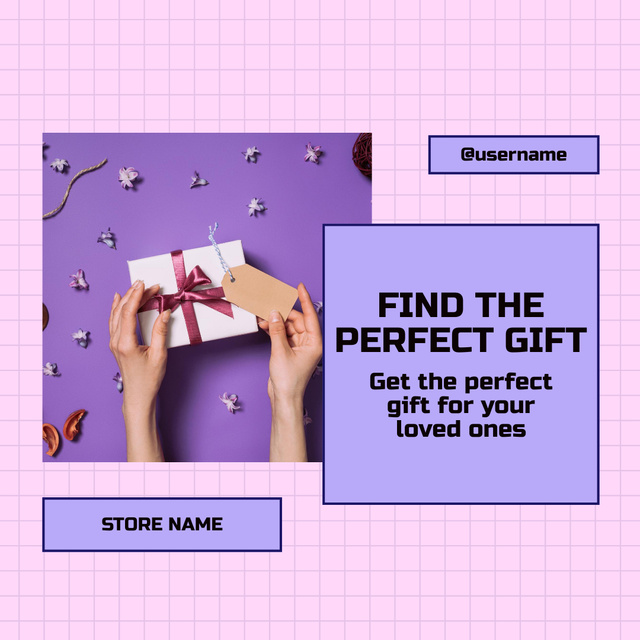Perfect Gift Matching Offer with Gift Box Image Instagram Šablona návrhu