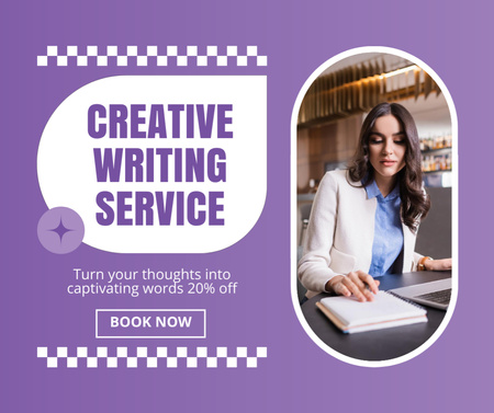 Access Expert Writing Service With Discount And Booking Facebook Design Template