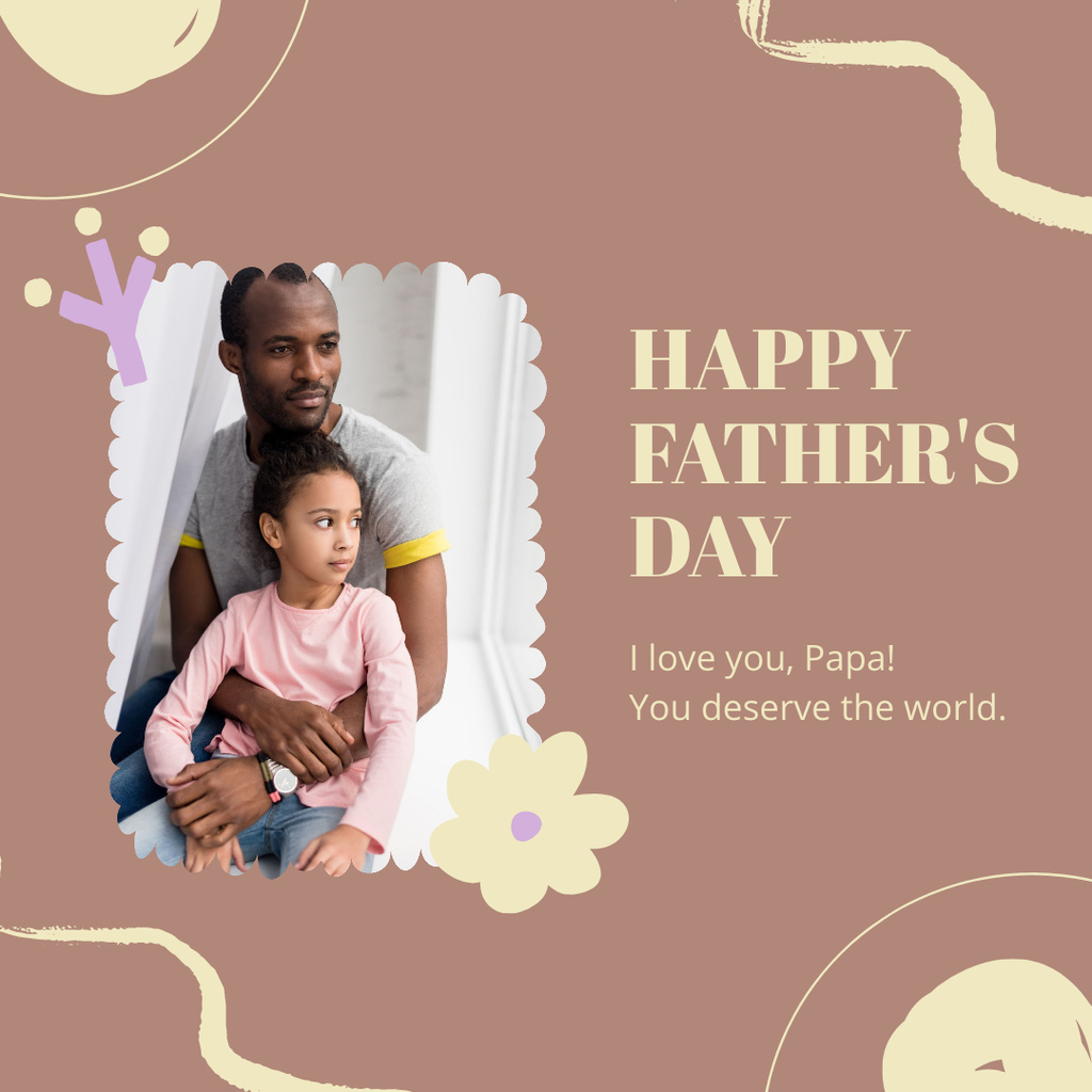 Father Holds Little Daughter in Arms Instagram Design Template