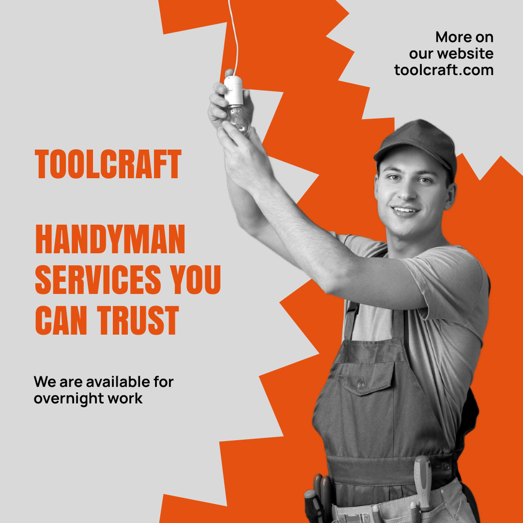 Quick Handyman Services Offer In Gray Instagram Design Template