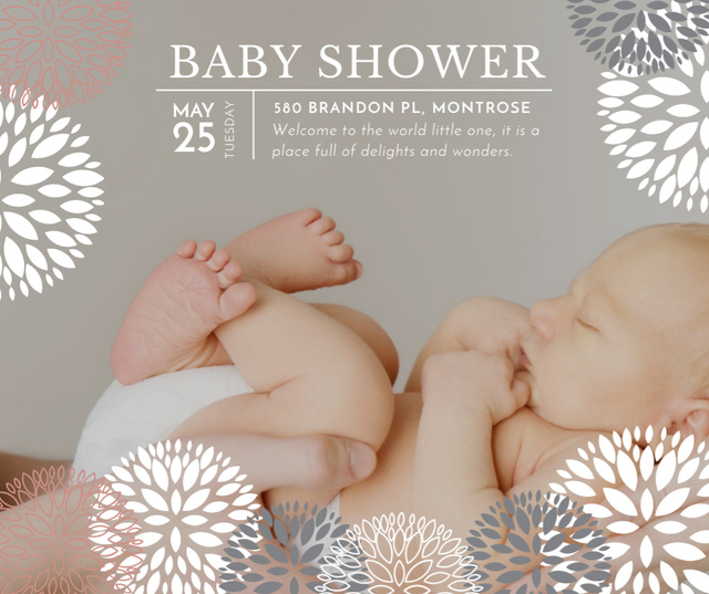 Parents with newborn child on Baby Shower Facebook Modelo de Design