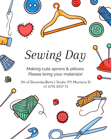 Sewing day event with needlework tools Poster 16x20in Design Template