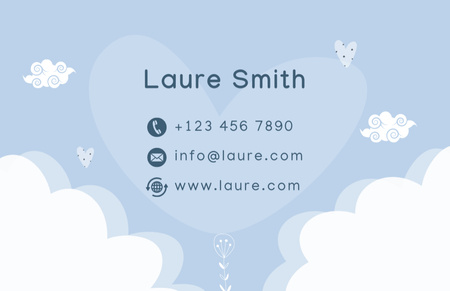 Babysitting Services Ad with Clouds Business Card 85x55mm Πρότυπο σχεδίασης