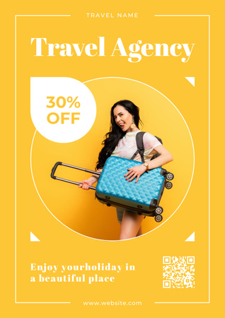 Travel Discount on Yellow Poster Design Template