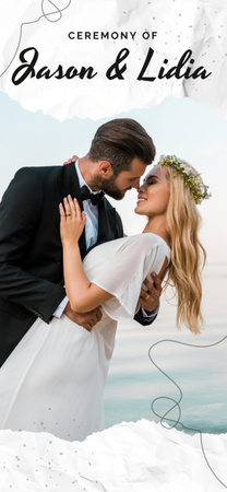 Plantilla de diseño de Anuncio de ceremonia de matrimonio con hermosa pareja joven Snapchat Moment Filter 