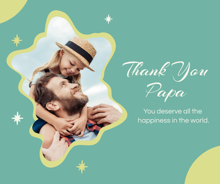 Cute Father's Day Greeting with Dad and Daughter Facebook Design Template