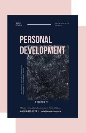 Personal Development Event Announce On Marble Texture Invitation 5.5x8.5in Design Template