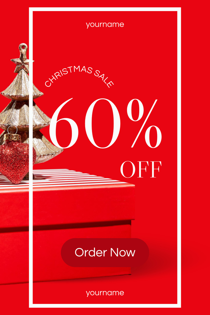 Gift Box with Baubles on Christmas Sale Pinterest Design Template