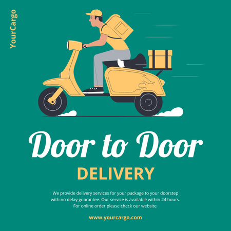 Delivery Services Ad with Courier on Moped Instagram Design Template