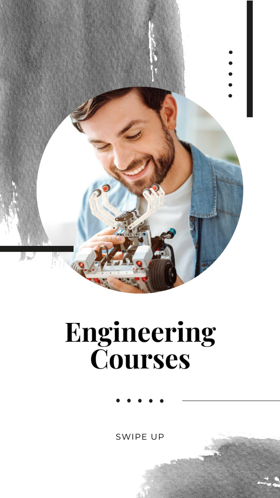 Engineering Courses Ad with Smiling Engineer Instagram Story Tasarım Şablonu