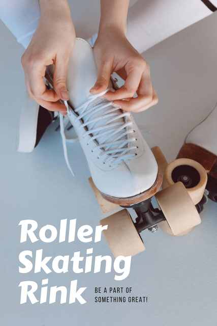 Designvorlage Rollerskating Rink Offer with Girl in Skates für Pinterest