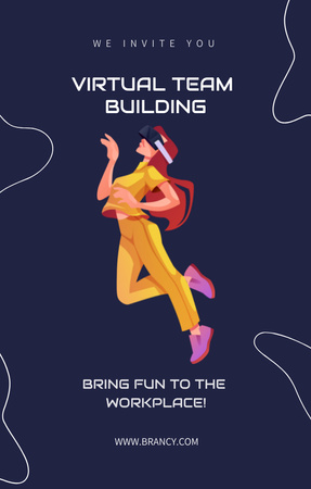 Virtual Team Building Announcement Invitation 4.6x7.2in Modelo de Design