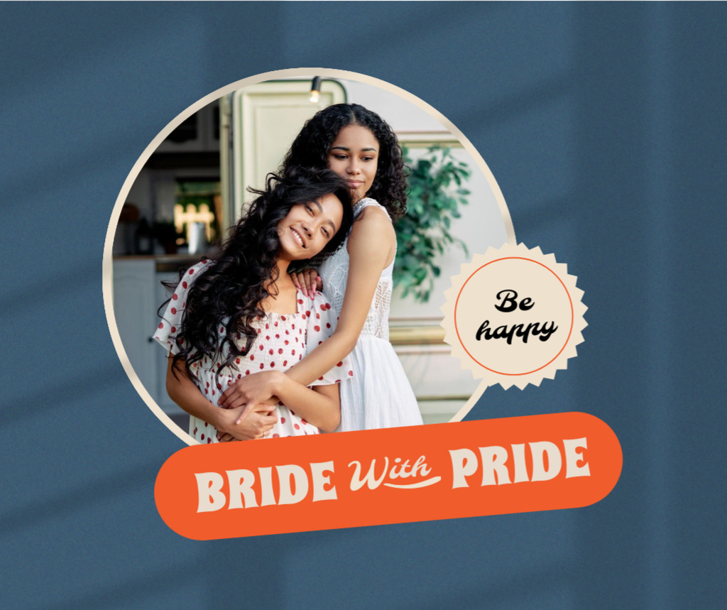 Cute LGBT Couple celebrating Wedding Facebook Modelo de Design