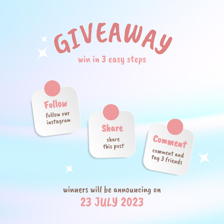 Three Step Giveway Announcement Instagram Design Template