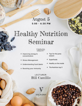 Healthy Nutrition Seminar Announcement with Various Seeds Poster 8.5x11in Design Template
