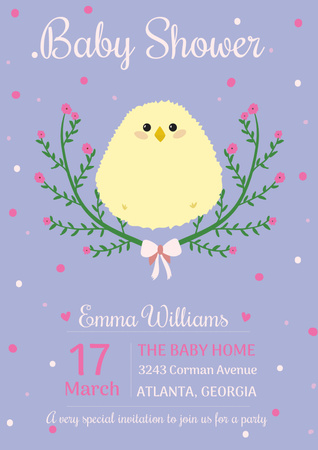 Plantilla de diseño de Baby shower invitation with cute chick Poster 