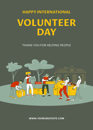 Awesome International Volunteer Day Greeting Postcard 5x7in Vertical Design Template