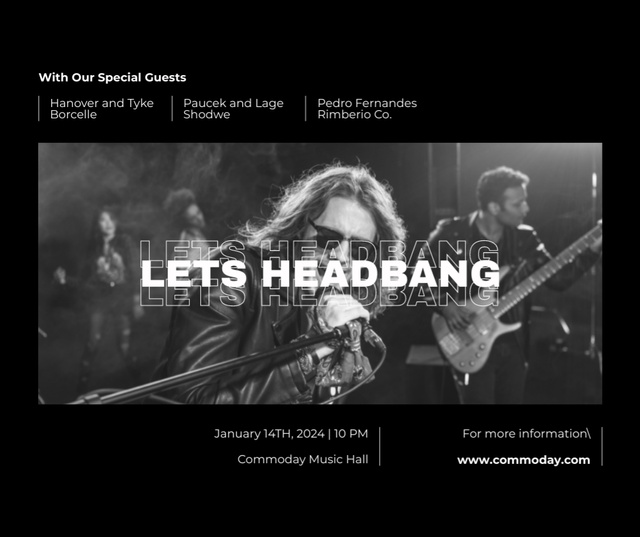 Ontwerpsjabloon van Facebook van Invitation to Rock Band Concert