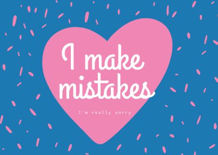 Plantilla de diseño de Cute Apology Phrase with Pink Heart Card 