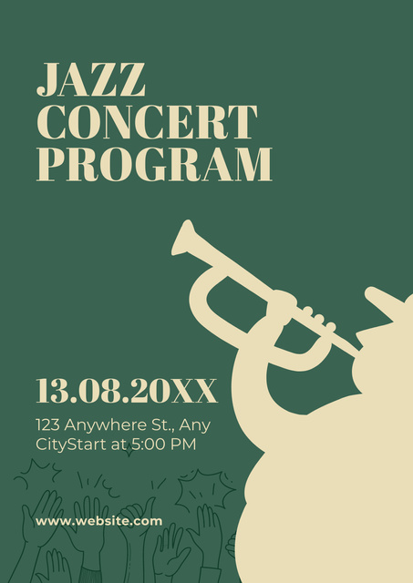 Jazz Concert Program Announcement Poster Design Template