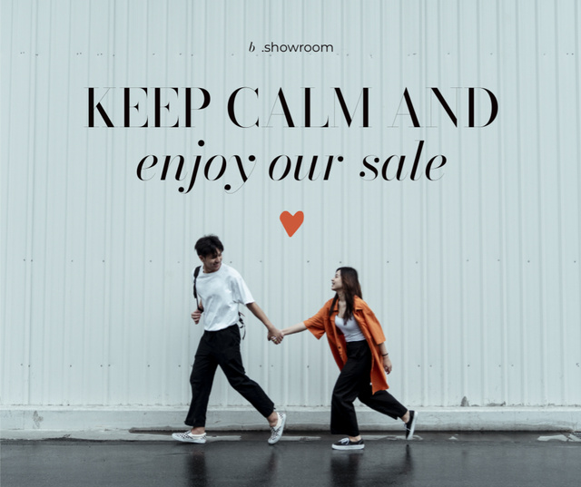 Valentine's Day Holiday Sale with Stylish Couple Facebook Design Template