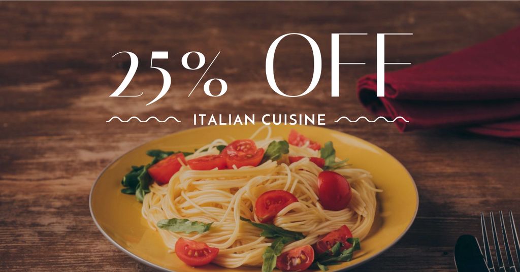 Tasty Italian Dish Offer with Discount Facebook AD Modelo de Design