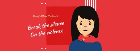 Non Violence Day Announcement with Crying Woman Facebook cover Design Template