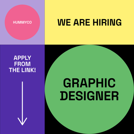 Colorful Announcement of Graphic Designer Hiring Instagram Πρότυπο σχεδίασης