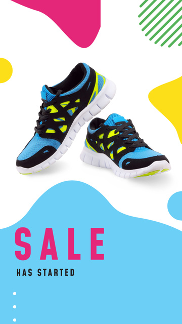 Shoes Store Offer with Bright Sneakers Instagram Story tervezősablon