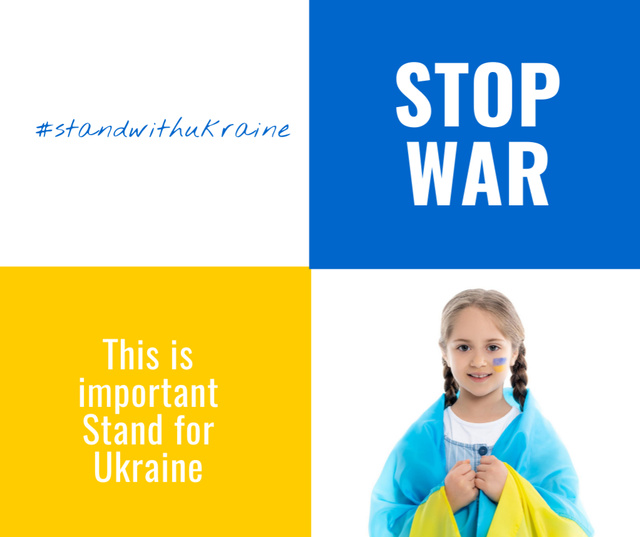 Stand with Ukraine to stop war Facebookデザインテンプレート