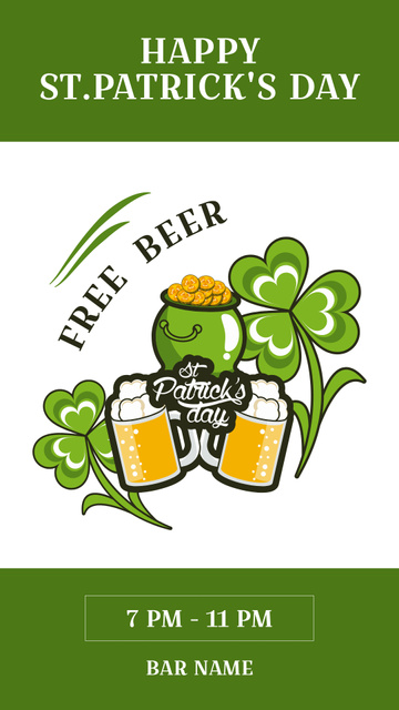 St. Patrick's Day Party with Free Beer Instagram Story Design Template