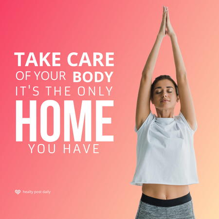 Ontwerpsjabloon van Instagram van Motivational Phrase About Taking Care of Your Body