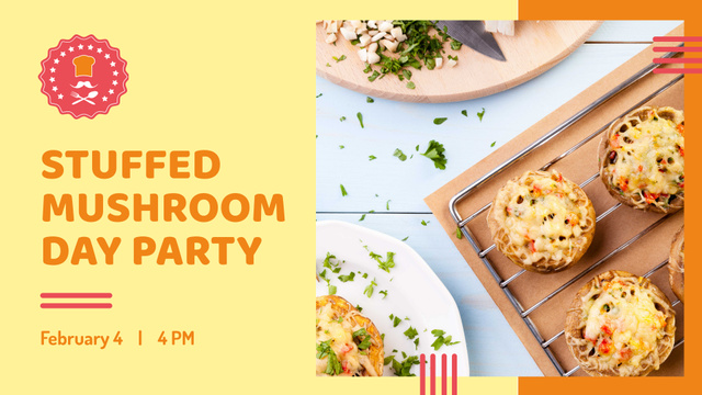 Stuffed Mushroom dish for Party FB event cover Design Template