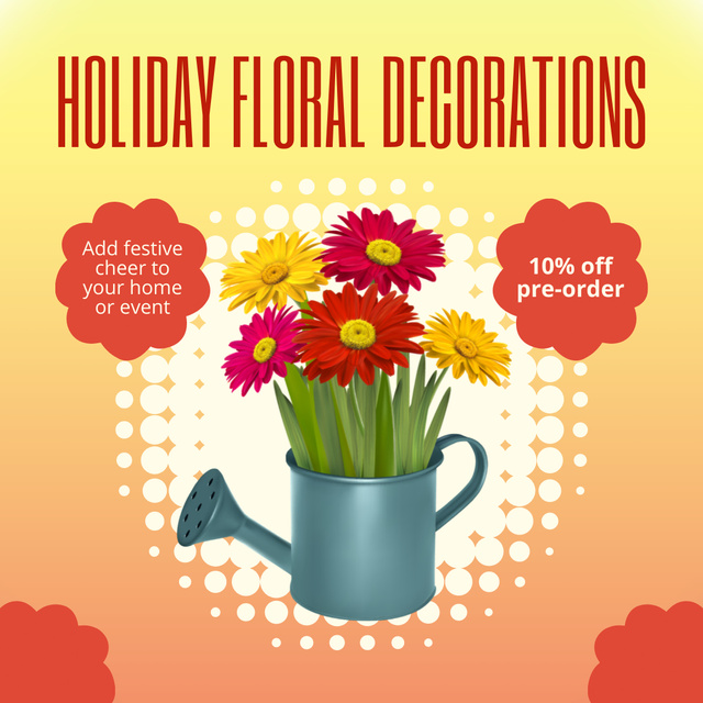 Discount on Pre-Order Holiday Floral Design Animated Post Design Template