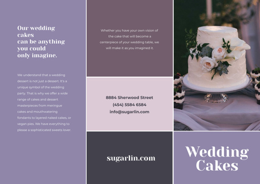 Wedding Cakes Offer In Purple Brochure