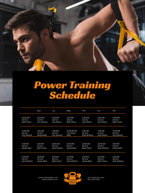 Gym Strength Training Planning Poster 36x48in Design Template