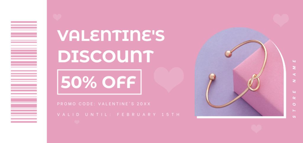Valentine's Day Jewelery Discount Offer Coupon Din Large Πρότυπο σχεδίασης