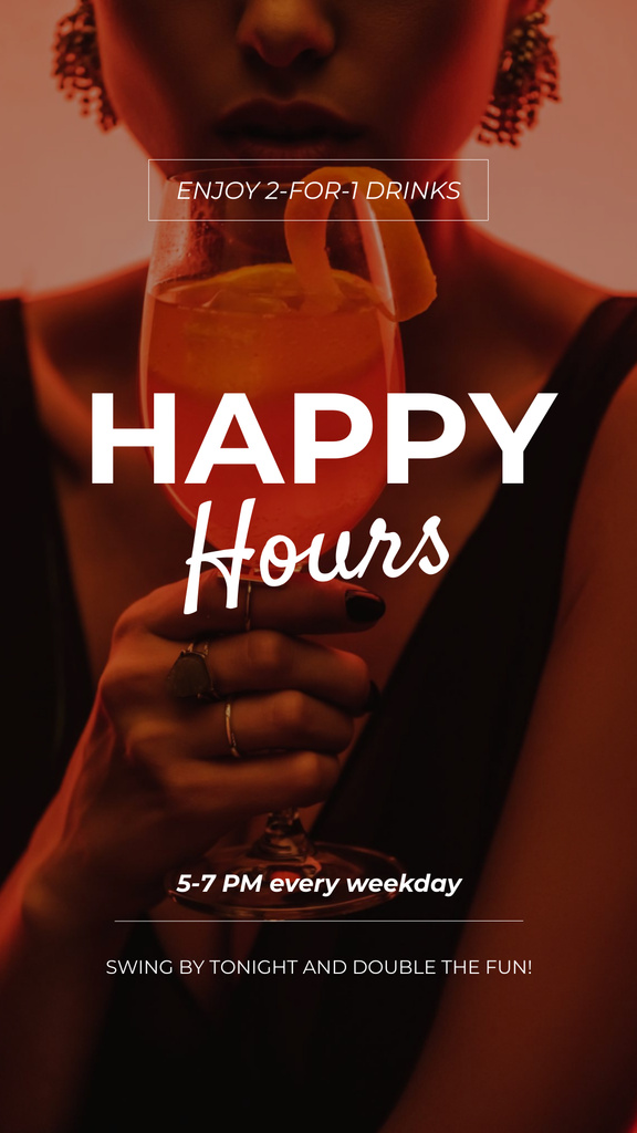 Happy Hours for Sophisticated Cocktails for Women Instagram Story Design Template