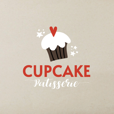 Sweets Store Offer with Yummy Cupcake Logo Design Template