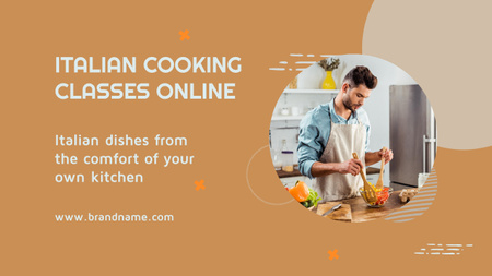 Online Italian Cooking Classes with Young Man Youtube Thumbnail – шаблон для дизайна