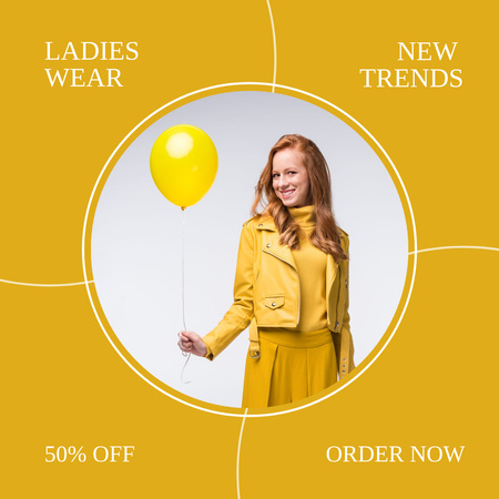 Designvorlage Hübsches Mädchen in gelber Kleidung für Instagram
