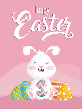 Cute Easter Holiday Greeting Poster US Tasarım Şablonu