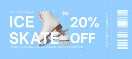 Ice Skate At Discounted Rates Offer In Blue Coupon 3.75x8.25in Design Template