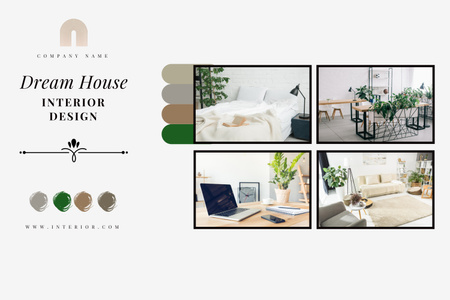 Dream House belsőépítészeti palettája Mood Board tervezősablon