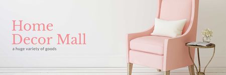 Home Decor Ad with Cozy Pink Chair Email header tervezősablon