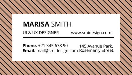Designer Contact Details On Striped Business Card US Tasarım Şablonu