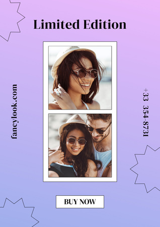 Couple in Summer Sunglasses Poster Design Template